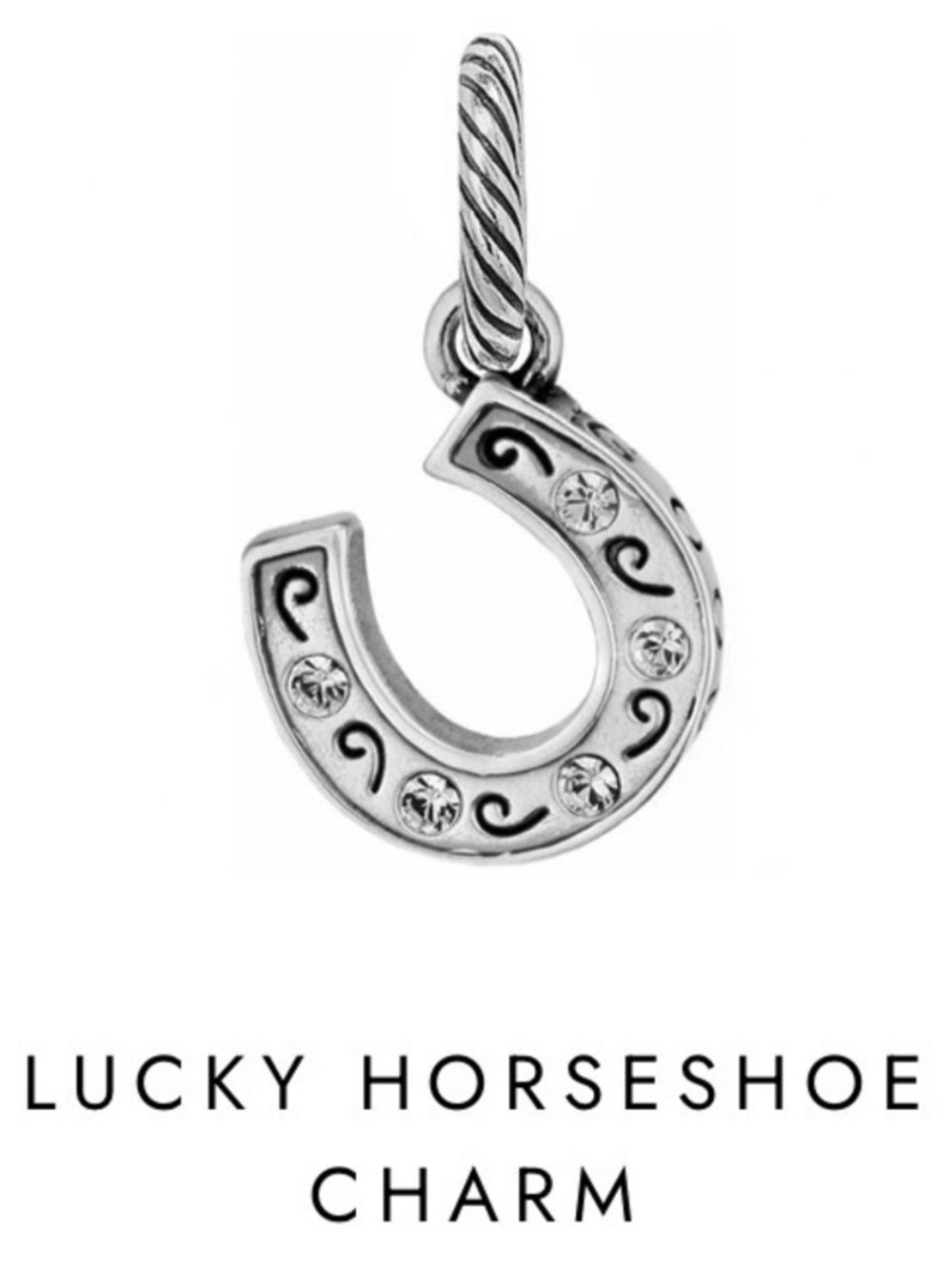 🍀 BRIGHTON silver 'Good Luck' charm/pendant with clear crystals 🍀